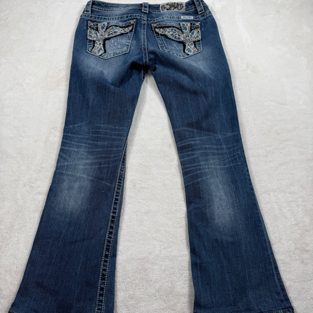 Miss Me Signature Bootcut Jean 28 JP7694BV Embellished  Medium Wash Distress - Picture 5 of 7
